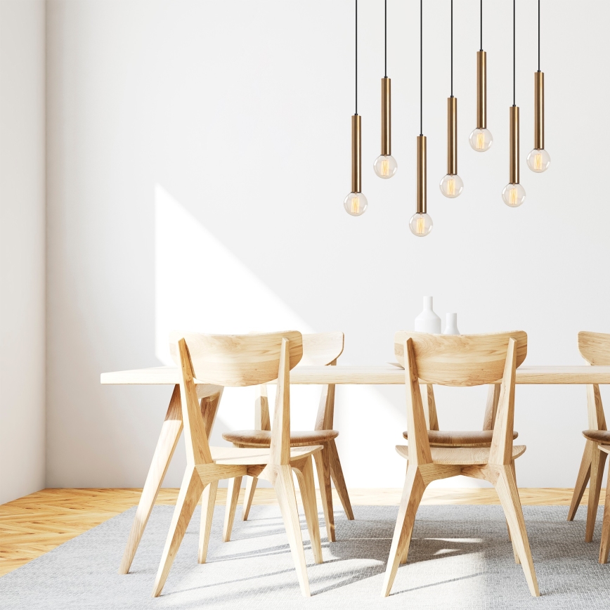 Piekaramā lustra uz troses TEMPO 7xE27/40W/230V zelta