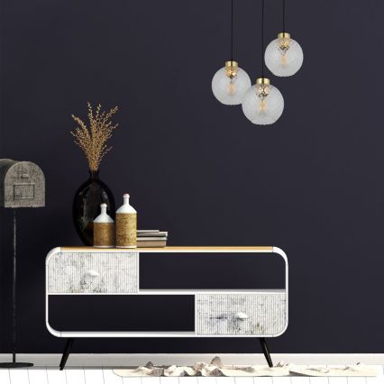 Piekaramā lustra uz vada DEVON 3xE27/15W/230V melna/caurspīdīga