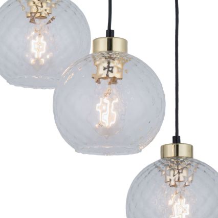 Piekaramā lustra uz vada DEVON 3xE27/15W/230V melna/caurspīdīga