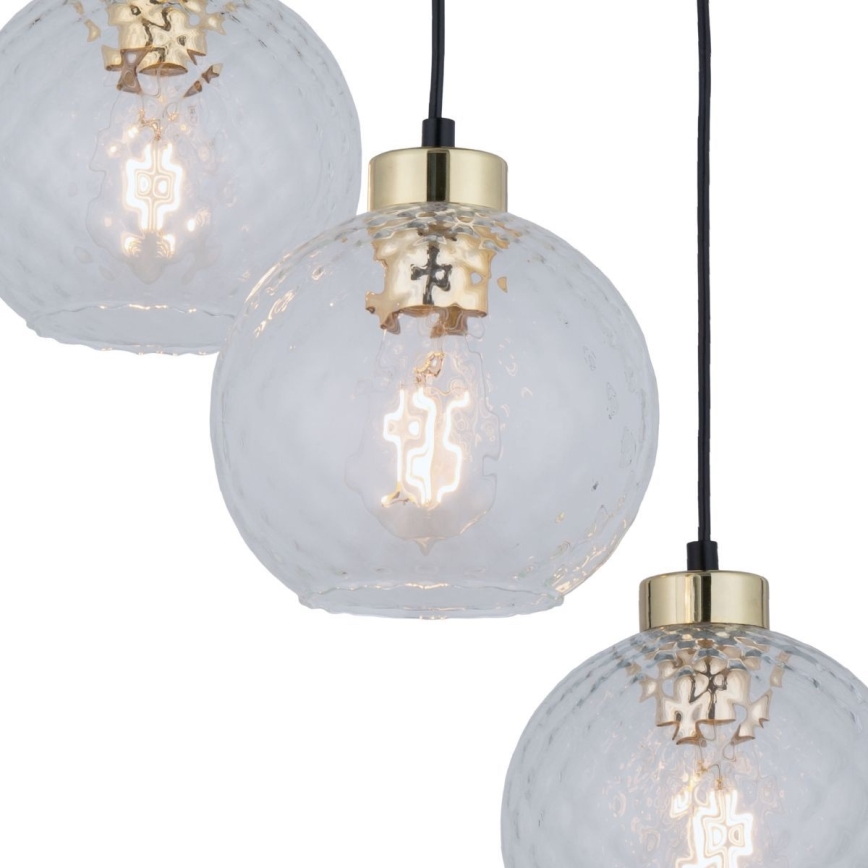 Piekaramā lustra uz vada DEVON 3xE27/15W/230V melna/caurspīdīga