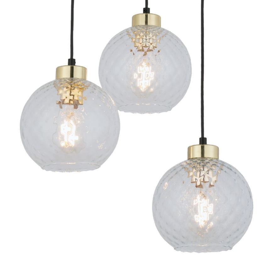 Piekaramā lustra uz vada DEVON 3xE27/15W/230V melna/caurspīdīga