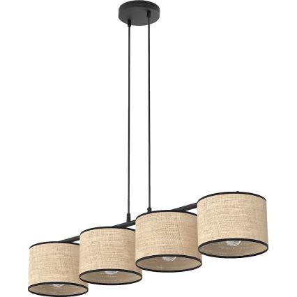 Piekaramā lustra uz vada ECO 4xE27/15W/230V bēša/ratans