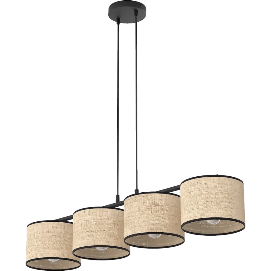 Piekaramā lustra uz vada ECO 4xE27/15W/230V bēša/ratans