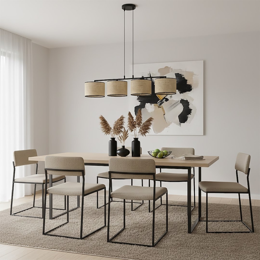 Piekaramā lustra uz vada ECO 4xE27/15W/230V bēša/ratans