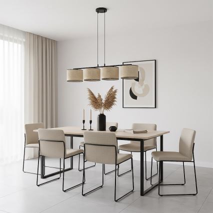 Piekaramā lustra uz vada ECO 4xE27/15W/230V bēša/ratans
