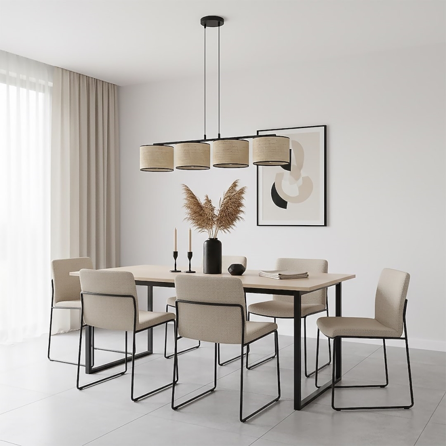 Piekaramā lustra uz vada ECO 4xE27/15W/230V bēša/ratans