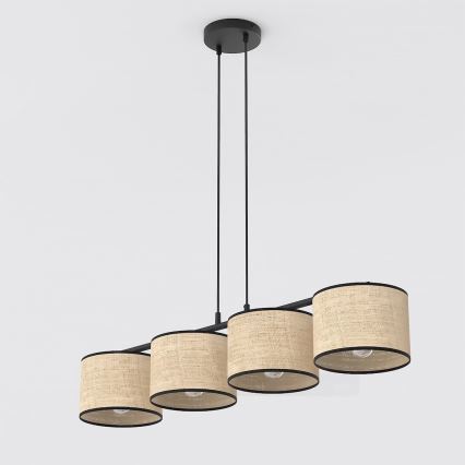 Piekaramā lustra uz vada ECO 4xE27/15W/230V bēša/ratans