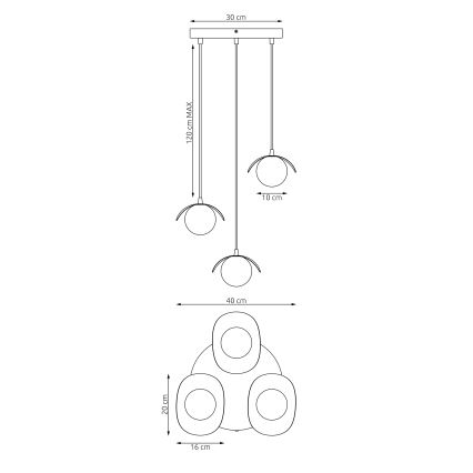 Piekaramā lustra uz vadiem RITUAL 3xG9/8W/230V balta