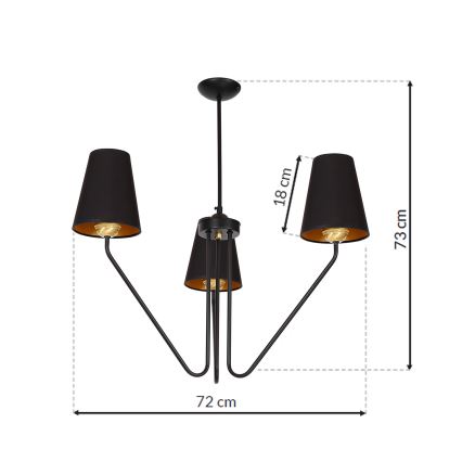 Piekarama lustra VICTORIA 3xE27/60W/230V melns