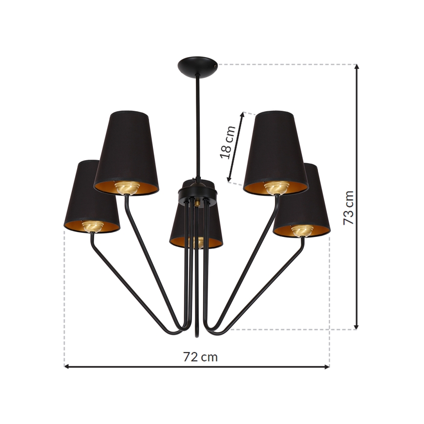 Piekarama lustra VICTORIA 5xE27/60W/230V melns
