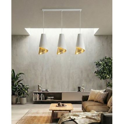 Piekaramā MODA lustra uz vada 3xE27/15W/230V balta/zelta