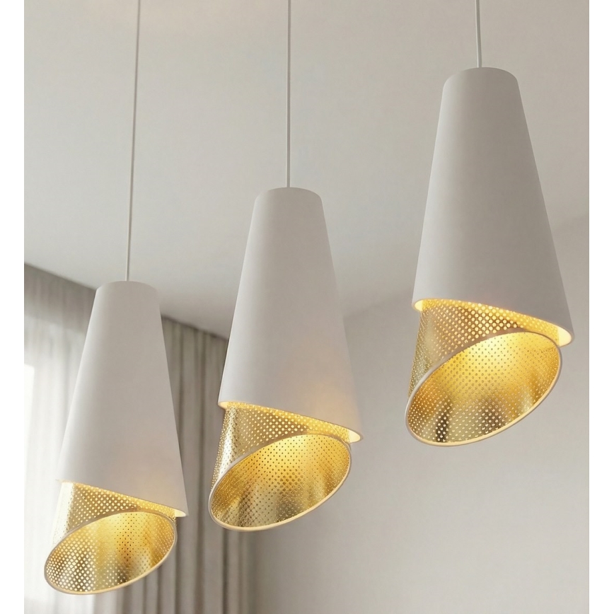 Piekaramā MODA lustra uz vada 3xE27/15W/230V balta/zelta