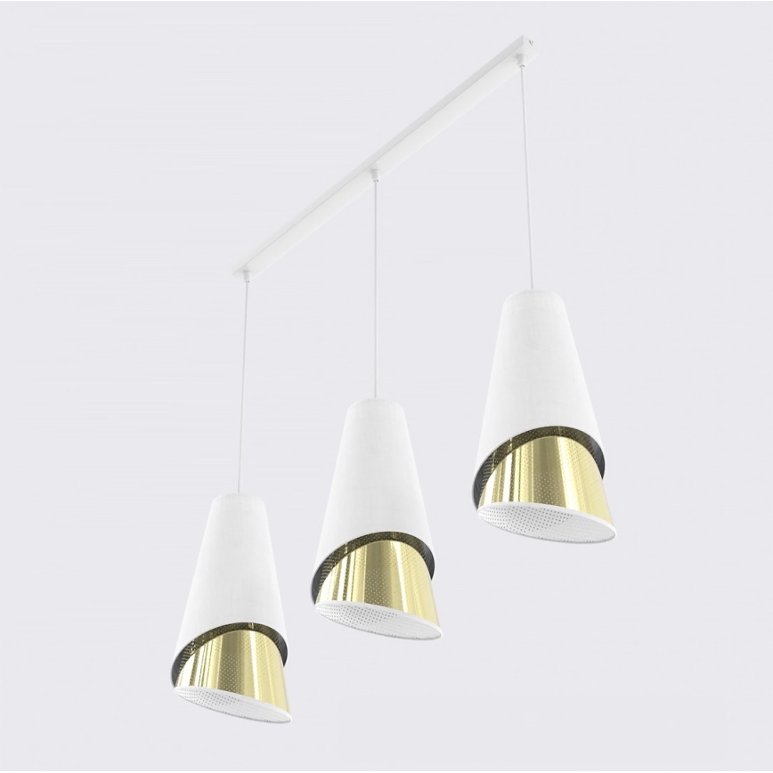 Piekaramā MODA lustra uz vada 3xE27/15W/230V balta/zelta