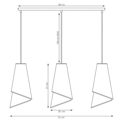 Piekaramā MODA lustra uz vada 3xE27/15W/230V balta/zelta