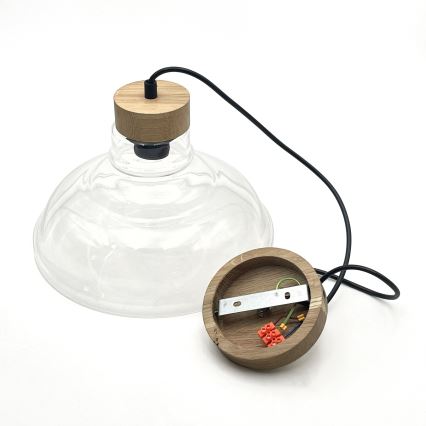 Piekaramais gaismeklis ar trosi SINGLE 1xE27/60W/230V Ø 28 cm ozols