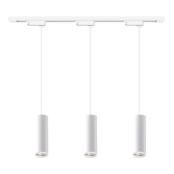 Piekaramais gaismeklis ar trosi sliežu sistēmā PIPE 3xGU10/10W/230V, balts