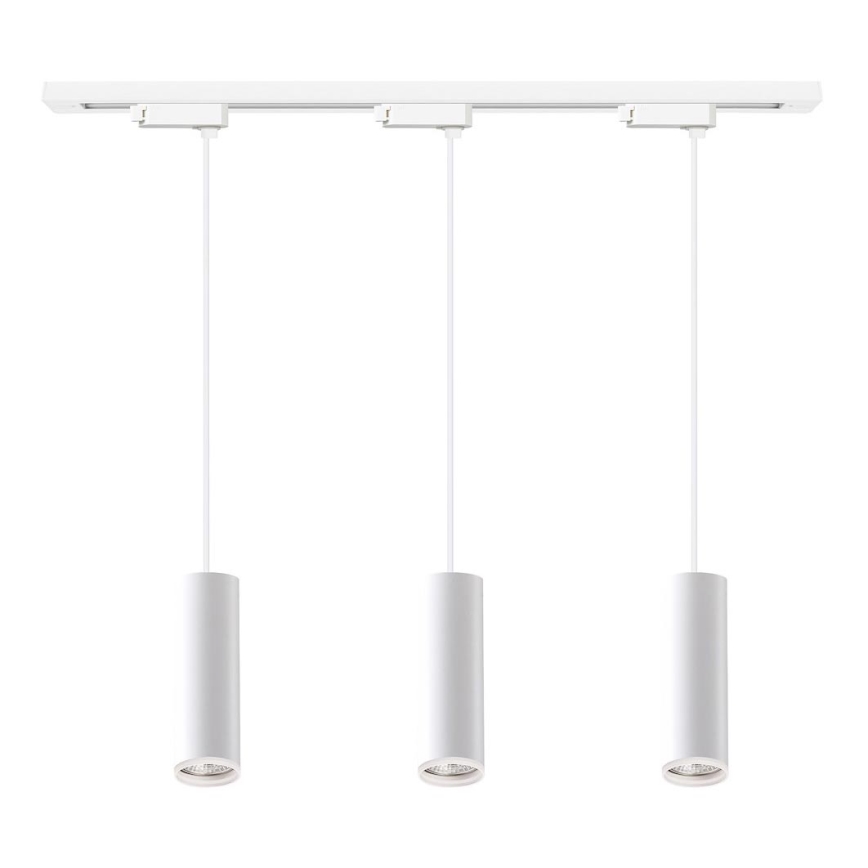 Piekaramais gaismeklis ar trosi sliežu sistēmā PIPE 3xGU10/10W/230V, balts