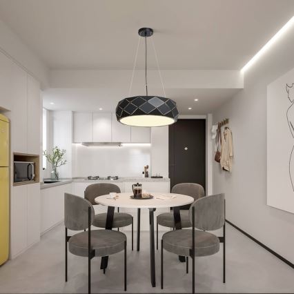 Piekaramais gaismeklis REUS uz stieples, 3x E27/40W/230V, Ø 47 cm, melns