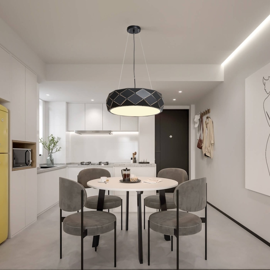 Piekaramais gaismeklis REUS uz stieples, 3x E27/40W/230V, Ø 47 cm, melns