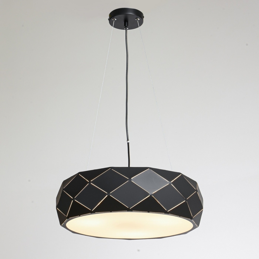Piekaramais gaismeklis REUS uz stieples, 3x E27/40W/230V, Ø 47 cm, melns