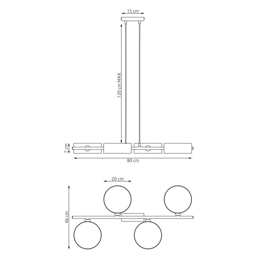 Piekaramais gaismeklis uz kabeļa DRUMZ 4xE14/10W/230V melns/pelēks