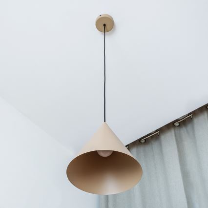 Piekaramais gaismeklis uz vada ETNA II 1xE27/15W/230V Ø 25 cm, bēšs