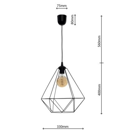 Piekarams gaismeklis BASKET 1xE27/60W/230V melns