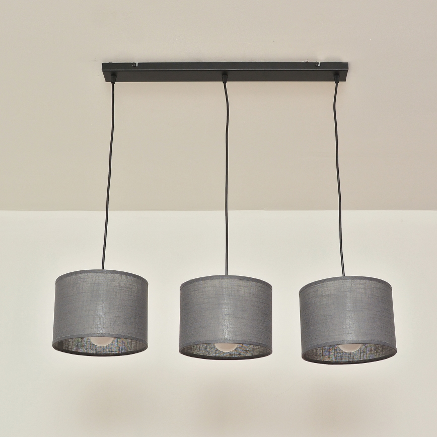 Piekārtais lustrs ALBA uz vada 3xE27/15W/230V, pelēks