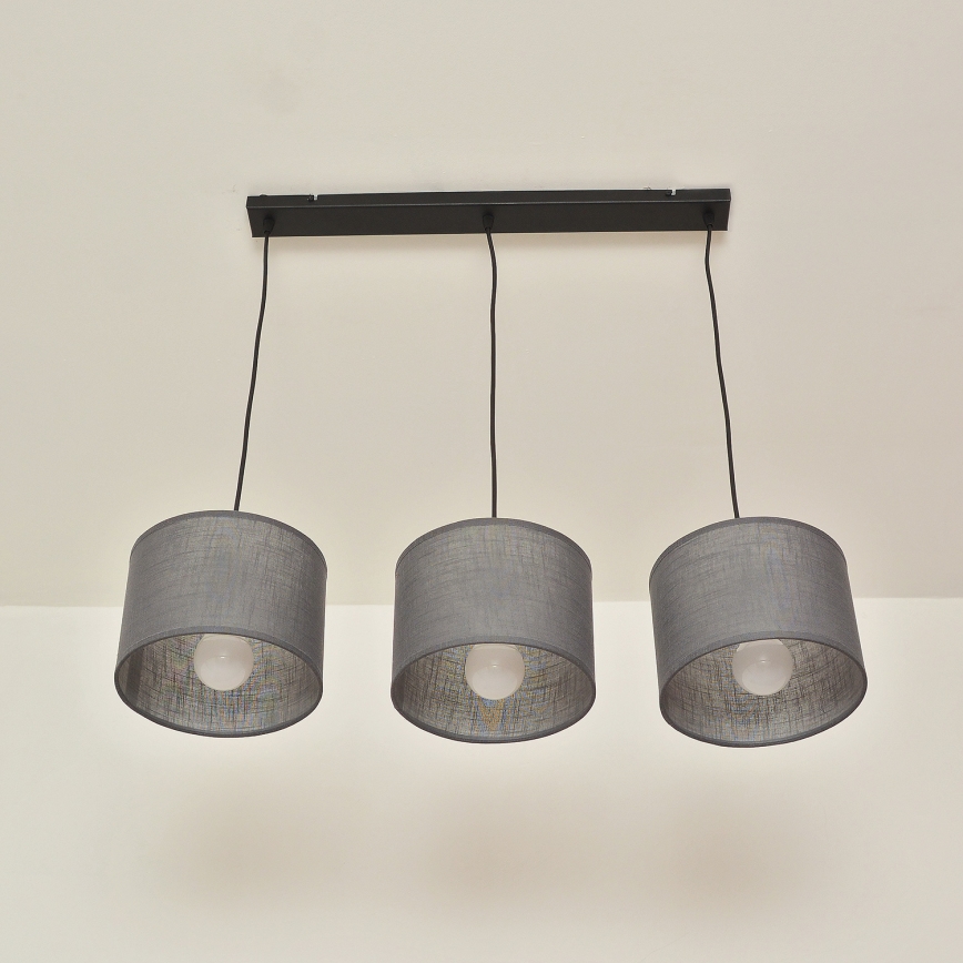 Piekārtais lustrs ALBA uz vada 3xE27/15W/230V, pelēks