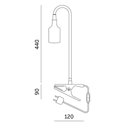 Pielāgojama galda lampa ar stiprinājumu CLIP 1xE27/30W/230V balta