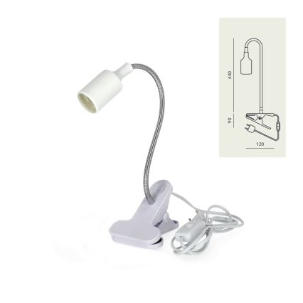 Pielāgojama galda lampa ar stiprinājumu CLIP 1xE27/30W/230V balta