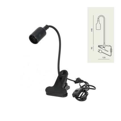 Pielāgojama galda lampa ar stiprinājumu CLIP 1xE27/30W/230V melna