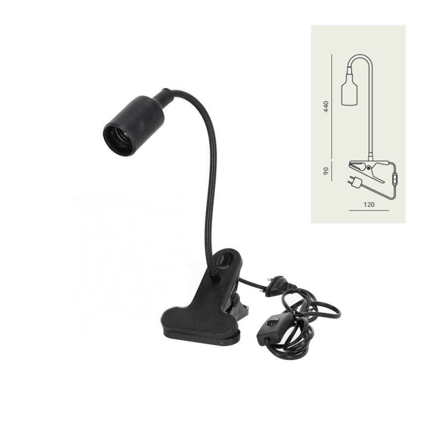 Pielāgojama galda lampa ar stiprinājumu CLIP 1xE27/30W/230V melna