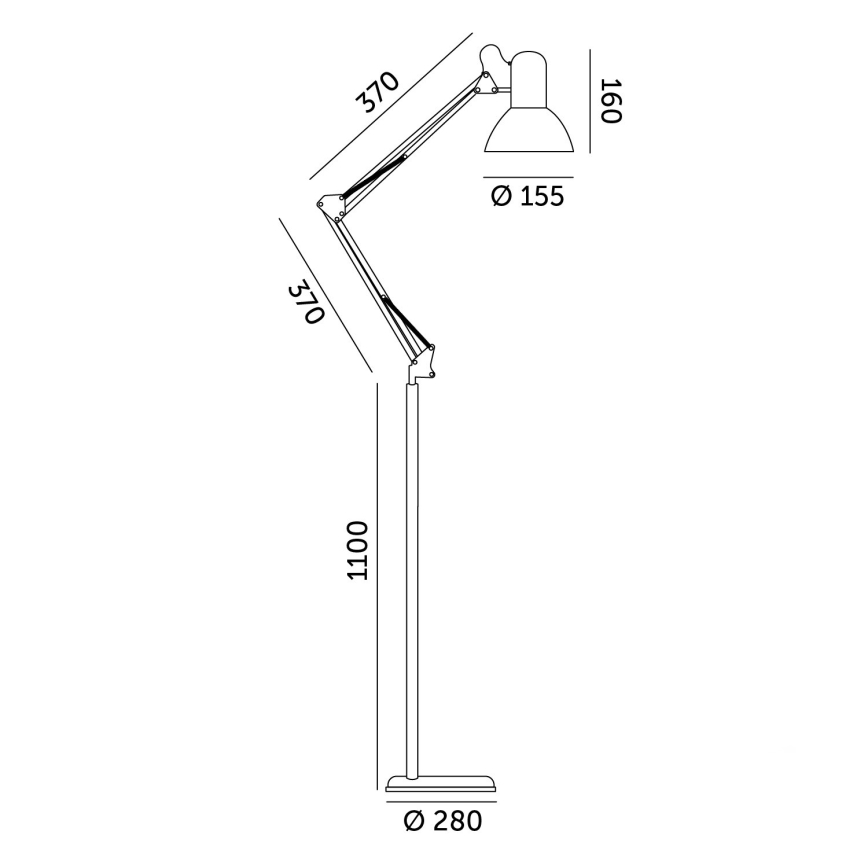 Pielāgojama grīdas stāvlampa AURIQ 1xE27/60W/230V 184 cm melna
