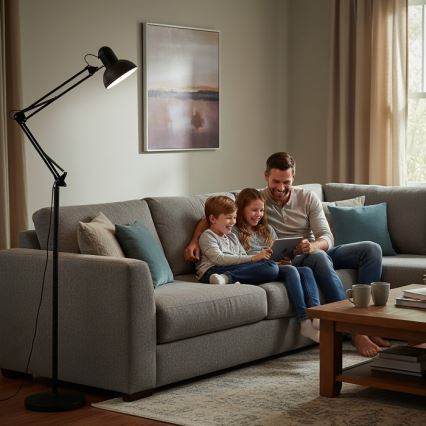 Pielāgojama grīdas stāvlampa AURIQ 1xE27/60W/230V 184 cm melna