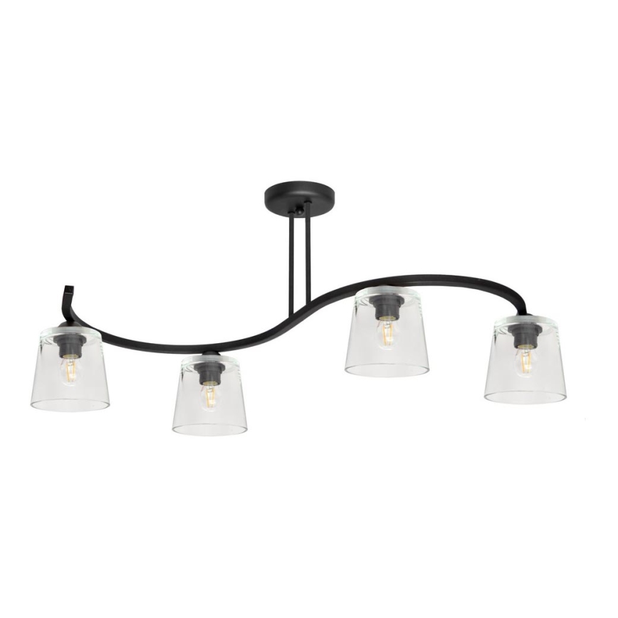 Pieliekama lustra LUCEA 4xE27/15W/230V melns/caurspīdīgs