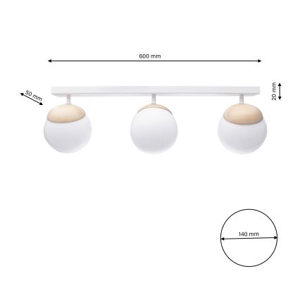 Pieliekama lustra SFERA WOOD 3xE14/40W/230V
