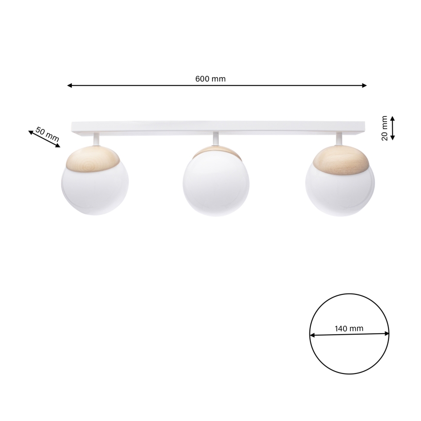 Pieliekama lustra SFERA WOOD 3xE14/40W/230V