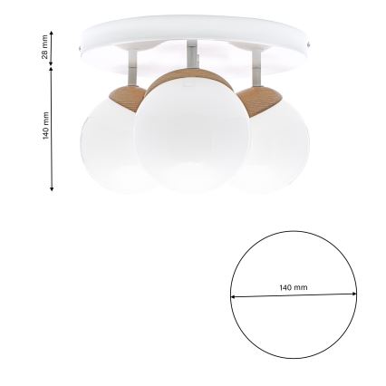 Pieliekama lustra SFERA WOOD 3xE14/40W/230V