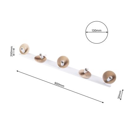 Pieliekama lustra SFERA WOOD 5xE14/40W/230V