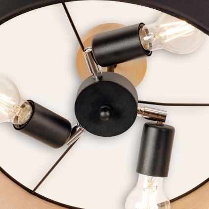 Piestiprināma griestu lampa ALBA 3xE27/15W/230V Ø 40 cm melna/brūna