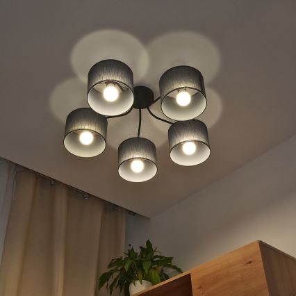 Piestiprināma griestu lampa ALBA 5xE27/15W/230V pelēka