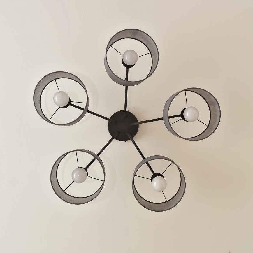 Piestiprināma griestu lampa ALBA 5xE27/15W/230V pelēka