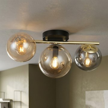 Piestiprināma griestu lampa AURIS 3xE14/15W/230V zelta/dūmakaini melna/bēša