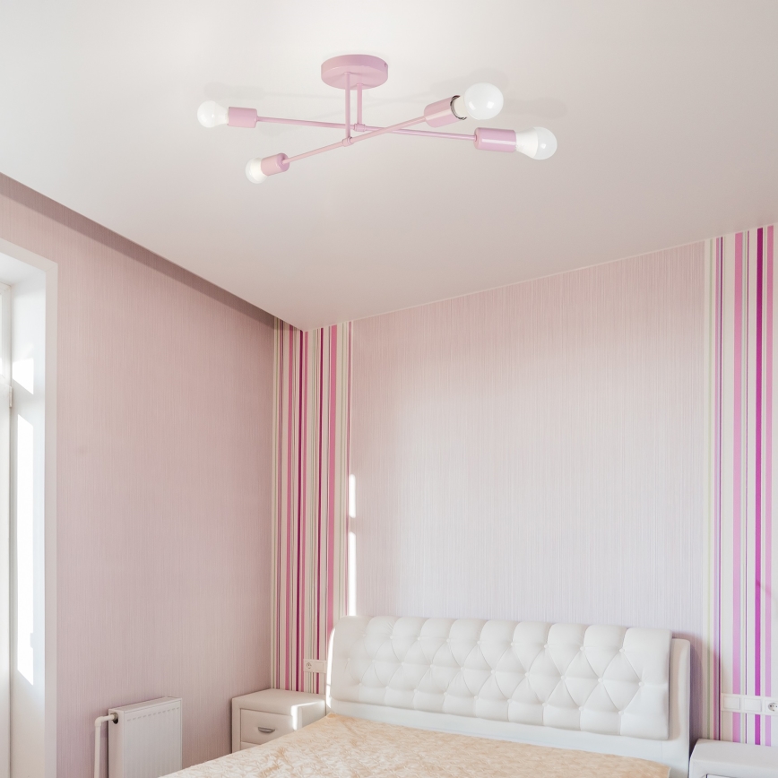 Piestiprināma griestu lampa CAMBRIDGE 4xE27/15W/230V rozā