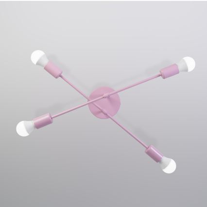 Piestiprināma griestu lampa CAMBRIDGE 4xE27/15W/230V rozā