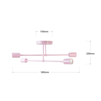 Piestiprināma griestu lampa CAMBRIDGE 4xE27/15W/230V rozā