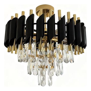 Piestiprināma griestu lampa CRISTAL 5xE14/10W/230V melna/zelta