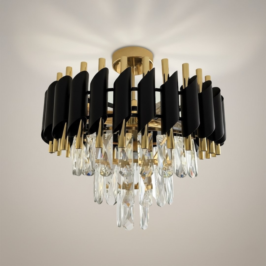 Piestiprināma griestu lampa CRISTAL 5xE14/10W/230V melna/zelta