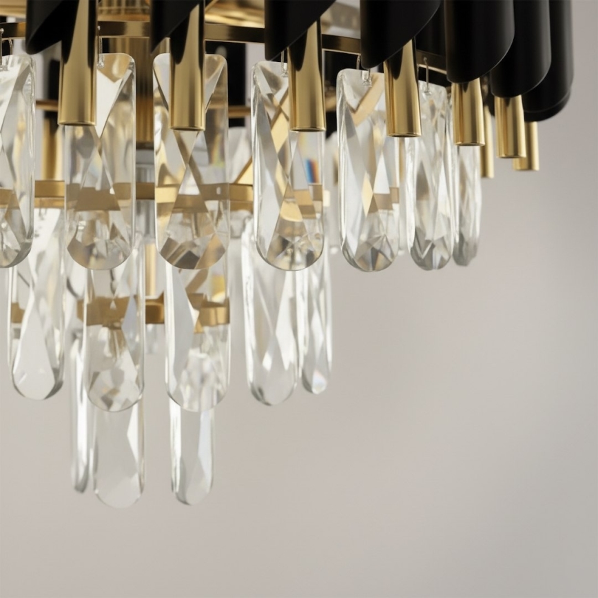 Piestiprināma griestu lampa CRISTAL 5xE14/10W/230V melna/zelta
